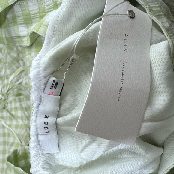 Lush Gingham Plaid Green Spring Dress Easter Jacquard Balloon Sleeve Large Lime - Picture 8 of 9